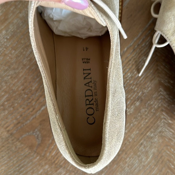 CORDANI Afton Platform Derby Gold Lace Up Loafer EU 41 Almond Toe NWOT Nordstrom - Picture 8 of 12